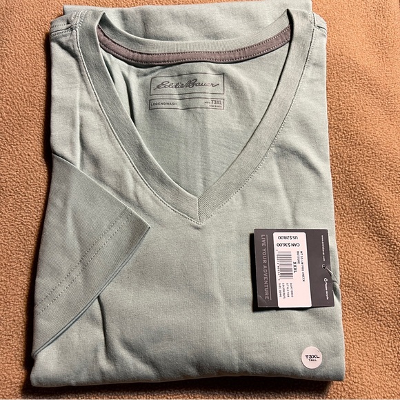 NWT Eddie Bauer V-Neck Short SleeveTee 100% Cotton Tall 3XL - Picture 2 of 6